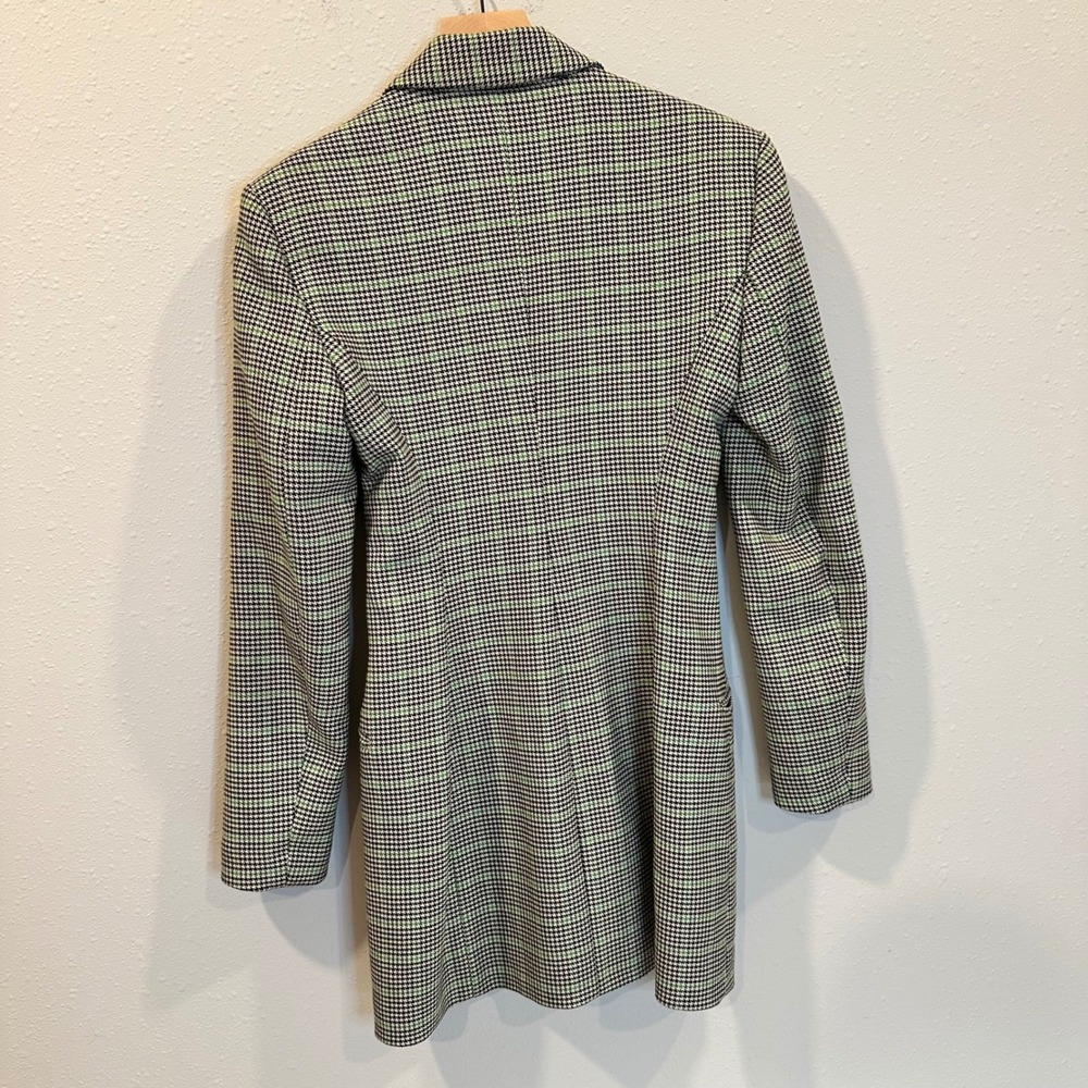 Zara Houndstooth Blazer Dress‎ Women Size S Green Plaid Officecore Dark Academia - Picture 6 of 16